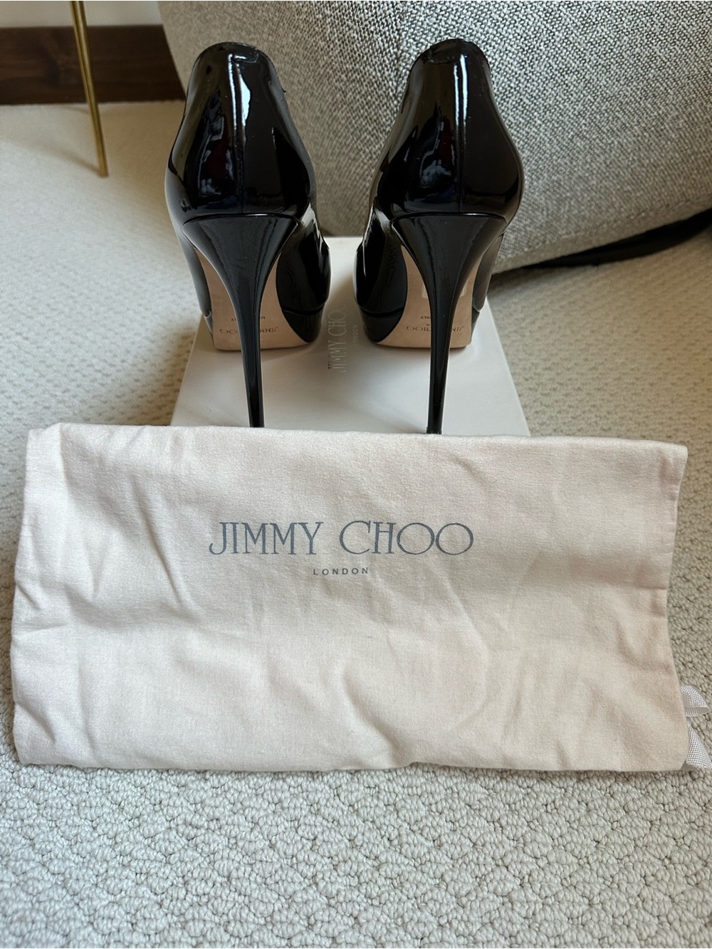 Jimmy Choo Cosmic Black Patent Leather Platform Stiletto Pumps - Picture 6 of 8